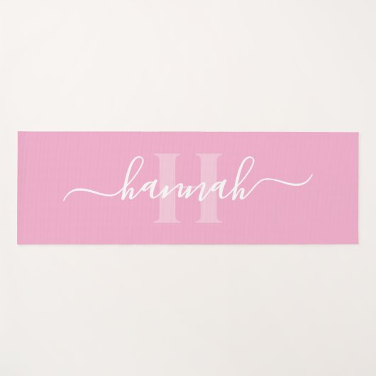 Feminine Large Monogram Script Yogamatte (Vorderseite (Horizontal))