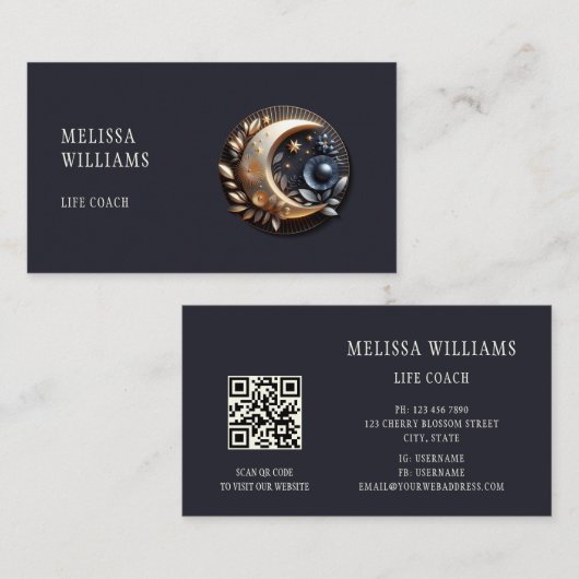 Feminine Life Coach 3D Moon Visitenkarte (Vorne/Hinten)
