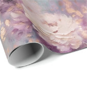 Feminine Lila Blue und Gold Floral Geschenkpapier (Rolleneckpunkt)