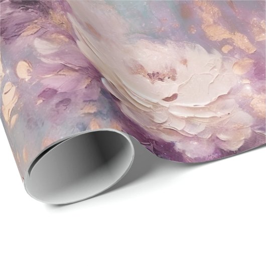 Feminine Lila Blue und Gold Floral Geschenkpapier (Rolleneckpunkt)