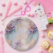 Feminine Lila Blue und Gold Floral Pappteller (Party)