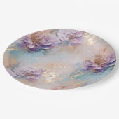 Feminine Lila Blue und Gold Floral Pappteller (Schrägansicht)