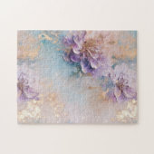 Feminine Lila Blue und Gold Floral Puzzle (Horizontal)
