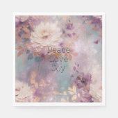 Feminine Lila Blue und Gold Floral Serviette (Vorderseite)