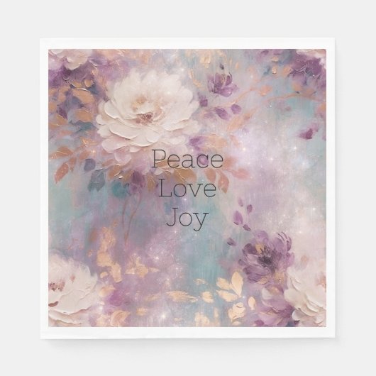 Feminine Lila Blue und Gold Floral Serviette (Vorderseite)