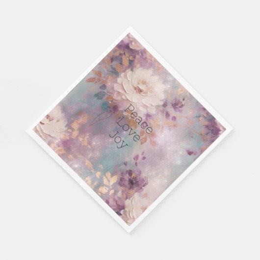 Feminine Lila Blue und Gold Floral Serviette (Ecke)