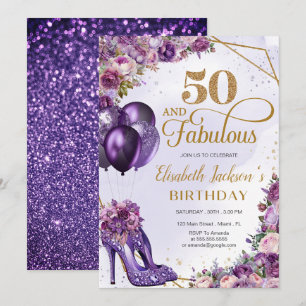 Feminine Lila Glitter 50. Geburtstag