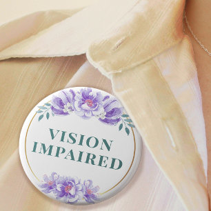 Feminine Lila Rosen Florale Sehbehinderung Button