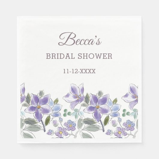 Feminine Lilac Blume Brautparty Serviette (Vorderseite)