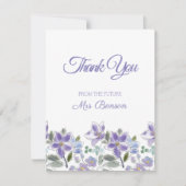 Feminine Lilac Floral Brautparty Dankeschön Karte (Vorderseite)