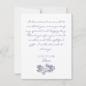 Feminine Lilac Floral Brautparty Dankeschön Karte (Rückseite)