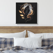 Feminine Line Art with Golden Leaf Flow Leinwanddruck (Insitu (Schlafzimmer))