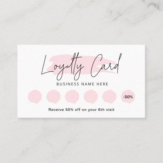 Feminine Loyalty Card Rosa Aquarellfarben Lash Prä Treuekarte (Vorderseite)