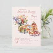 Feminine Lunch Blume Bridesmaids Einladung (Stehend Vorderseite)