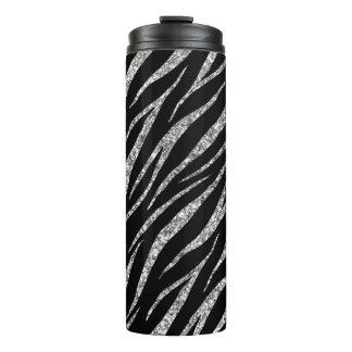 Feminine Luxury Black & Silver Klasse Zebra Print Thermosbecher