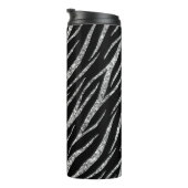 Feminine Luxury Black & Silver Klasse Zebra Print Thermosbecher (Nach rechts gedreht)
