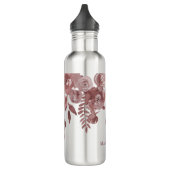 Feminine Mauve Blush Floral mit Namen Edelstahlflasche (Links)
