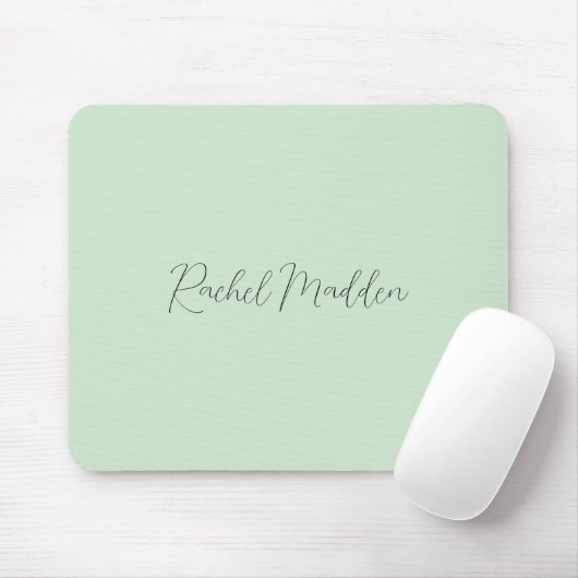 Feminine Minimalistisch Minze Green Script Individ Mousepad (Mit Mouse)