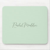 Feminine Minimalistisch Minze Green Script Individ Mousepad (Vorne)