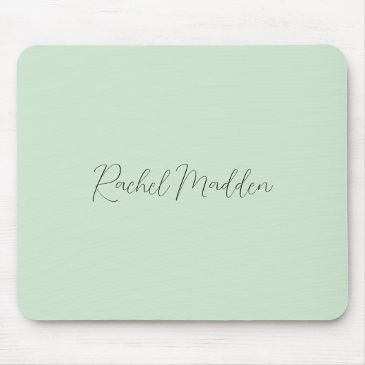 Feminine Minimalistisch Minze Green Script Individ Mousepad (Vorne)