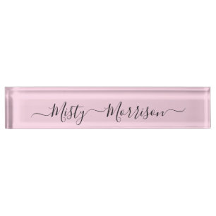 Feminine Minimalistisch Modern Pink Script Individ Namensplakette