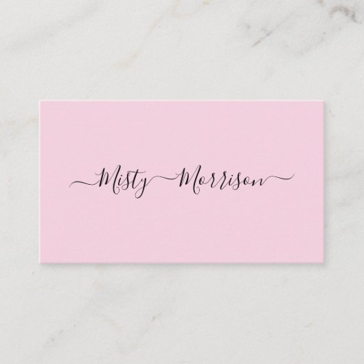 Feminine Minimalistisch Modern Pink Script Individ Visitenkarte (Vorderseite)