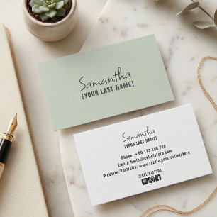 Feminine Minimalistische Visitenkarte Dusty Sage