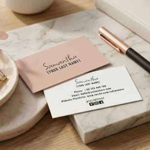 Feminine Minimalistische Visitenkarte Rosé Beige