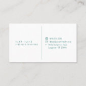 Feminine Mint Green Gold Willow Tree Leaf Muster Visitenkarte (Rückseite)