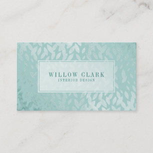 Feminine Mint Green Gold Willow Tree Leaf Muster Visitenkarte