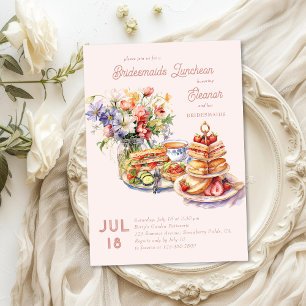 Feminine Mittagstee Blumen Brautjungfern Luncheon Einladung