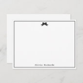 Feminine Modern Girly Ribbon Bow Classic Black Mitteilungskarte (Vorne/Hinten)