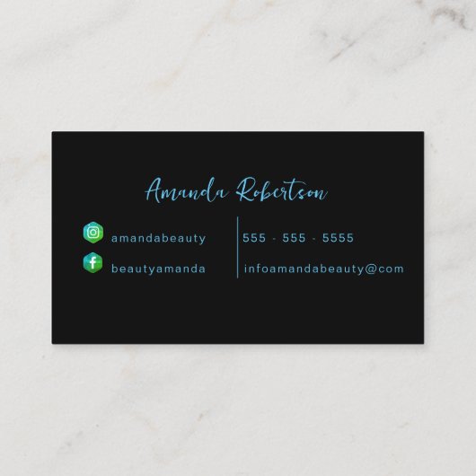 Feminine Modern Glam Artistic Beautician Visitenkarte (Rückseite)