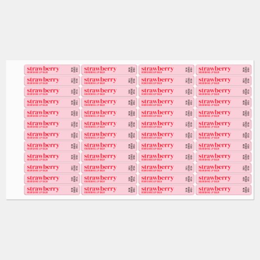 Feminine Modern Pink Girly Makeup Lip Balm Tube Etiketten (Blatt)