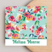 Feminine Moderne farbenfrohe Blume Rose Quadratische Visitenkarte