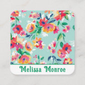 Feminine Moderne farbenfrohe Blume Rose Quadratische Visitenkarte (Vorderseite)