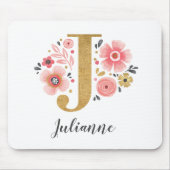 FEMININE MONOGRAM ANFANGS Pink Gold Letter J Mousepad (Vorne)