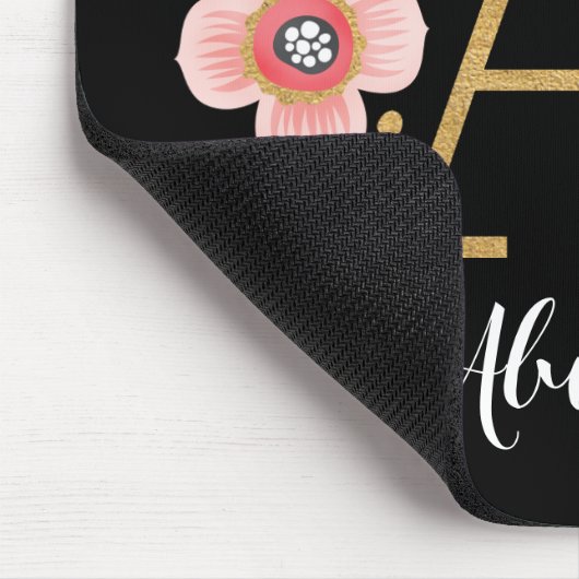 Feminine Monogram, erster rosa Goldbrief A Mousepad (Ecke)