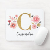 Feminine Monogram, erster rosa Goldbrief C Mousepad (Mit Mouse)