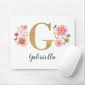 Feminine Monogram, erster rosa Goldbrief G Mousepad (Mit Mouse)