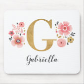 Feminine Monogram, erster rosa Goldbrief G Mousepad (Vorne)