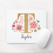 Feminine Monogram, erster rosa Goldbrief T Mousepad (Mit Mouse)