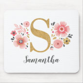 Feminine Monogram, Initial Pink Gold Letter S Mousepad (Vorne)