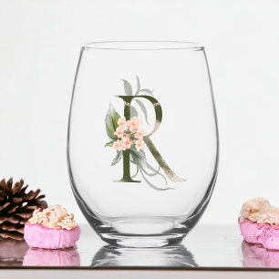 Feminine Monogram Initial the Letter R Weinglas Ohne Stiel