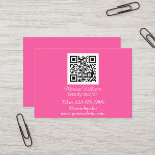 Feminine Nagelkunst QR-Code scannbar Neonpink Visitenkarte