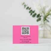 Feminine Nail Art QR Code Scannable Neon Pink Visitenkarte (Stehend Vorderseite)