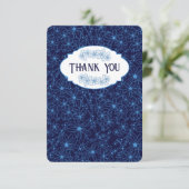 Feminine Navy Blue Floral Pattern, Blank Dankeskarte (Stehend Vorderseite)
