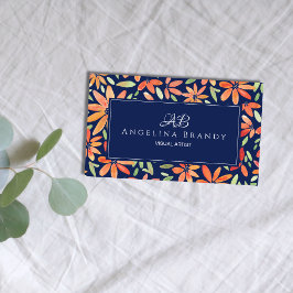 Feminine Orange Blues Pink Business Card Visitenkarte