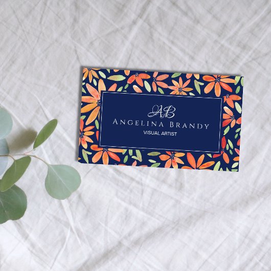 Feminine Orange Blues Pink Business Card Visitenkarte