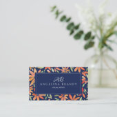 Feminine Orange Blues Pink Business Card Visitenkarte (Stehend Vorderseite)